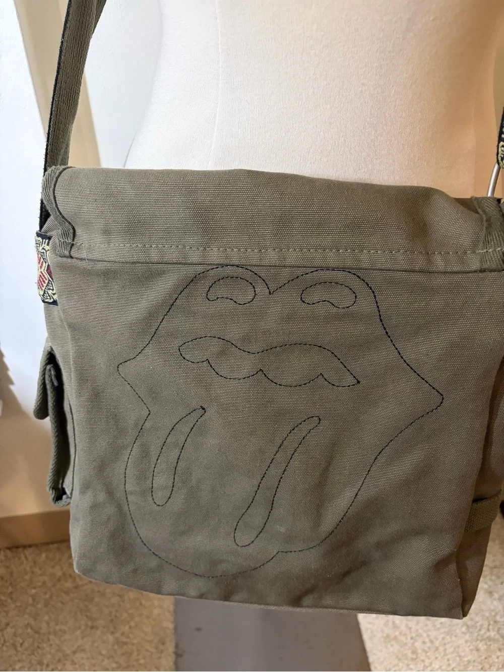 Rolling Stones Messenger Bag 2005 Guitar Strap Olive Green Rock & Roll